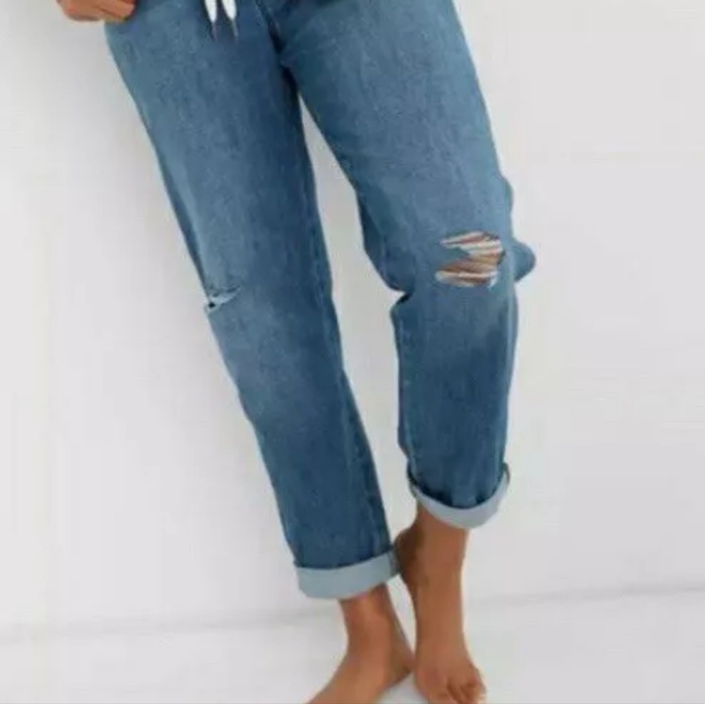 💙 Aerie Distressed Pull On Boyfriend Ankle Jeans, S (M)